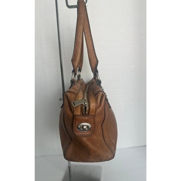 Fossil Marlow Chestnut Pebble Leather Double Handle Satchel Shoulder Handbag - Picture 2 of 10